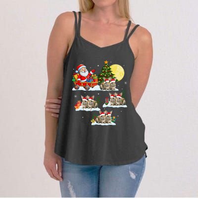 Funny Santa Claus Riding Bunny Rabbit Sleigh Christmas Women's Strappy Tank