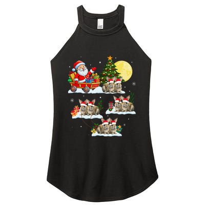 Funny Santa Claus Riding Bunny Rabbit Sleigh Christmas Women's Perfect Tri Rocker Tank