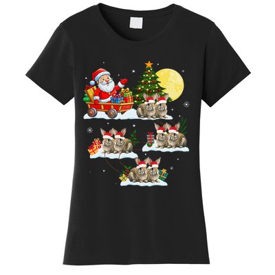 Funny Santa Claus Riding Bunny Rabbit Sleigh Christmas Women's T-Shirt