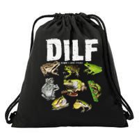 Funny Saying DILF Damn I Love Frogs Animals Drawstring Bag