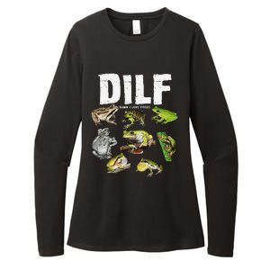 Funny Saying DILF Damn I Love Frogs Animals Womens CVC Long Sleeve Shirt