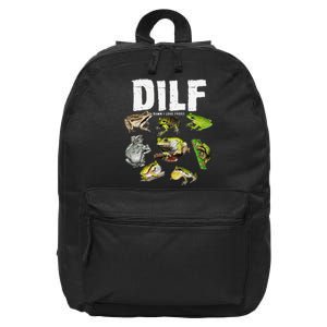 Funny Saying DILF Damn I Love Frogs Animals 16 in Basic Backpack