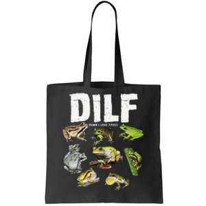 Funny Saying DILF Damn I Love Frogs Animals Tote Bag