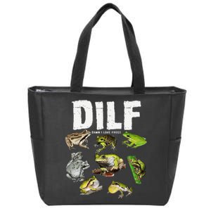 Funny Saying DILF Damn I Love Frogs Animals Zip Tote Bag