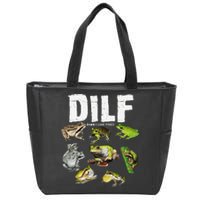 Funny Saying DILF Damn I Love Frogs Animals Zip Tote Bag