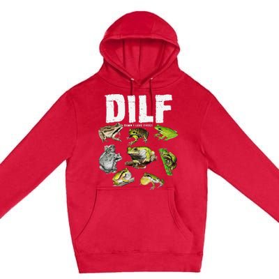 Funny Saying DILF Damn I Love Frogs Animals Premium Pullover Hoodie