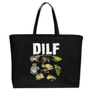 Funny Saying DILF Damn I Love Frogs Animals Cotton Canvas Jumbo Tote