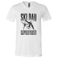 Funny Ski Dad Like A Regular Dad Only Way Cooler Gift Skier Lover V-Neck T-Shirt