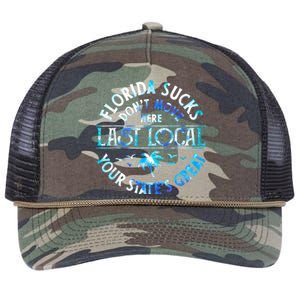 Florida Suckss Dont Move Here Last Local Funny Retro Rope Trucker Hat Cap