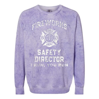 Fireworks Safety Director 4th Of July Firefighter Colorblast Crewneck Sweatshirt