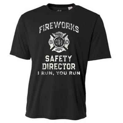 Fireworks Safety Director 4th Of July Firefighter Cooling Performance Crew T-Shirt