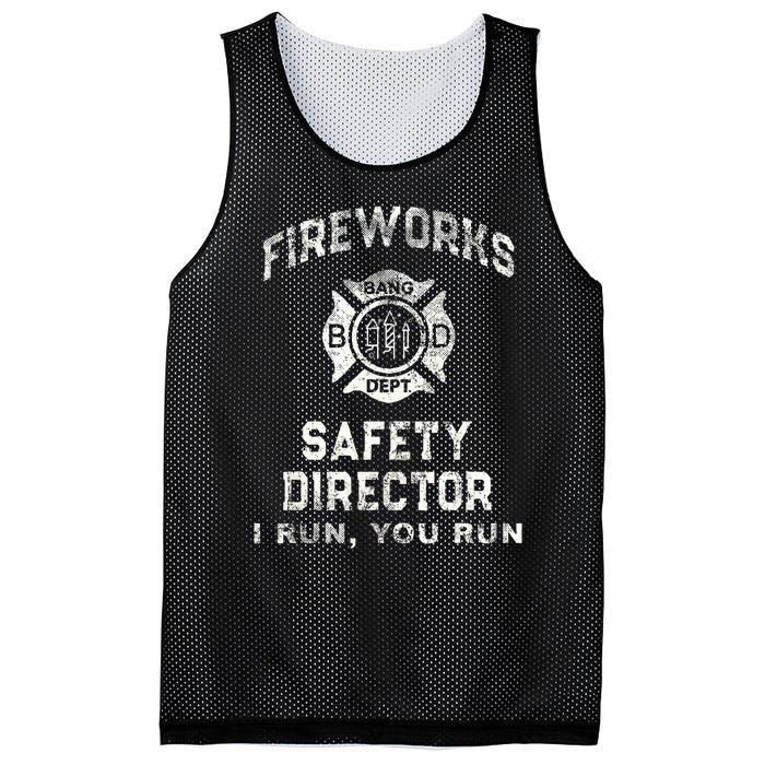 Fireworks Safety Director 4th Of July Firefighter Mesh Reversible Basketball Jersey Tank