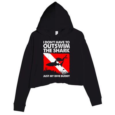 Funny Scuba Diving Design For Men Women Shark Diving Buddy Crop Fleece Hoodie