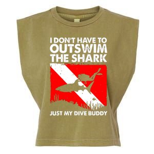 Funny Scuba Diving Design For Men Women Shark Diving Buddy Garment-Dyed Women's Muscle Tee