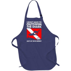 Funny Scuba Diving Design For Men Women Shark Diving Buddy Full-Length Apron With Pockets