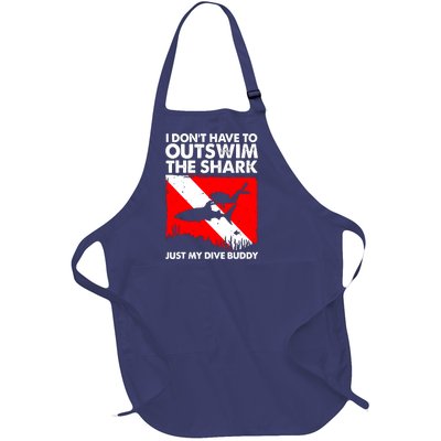 Funny Scuba Diving Design For Men Women Shark Diving Buddy Full-Length Apron With Pockets