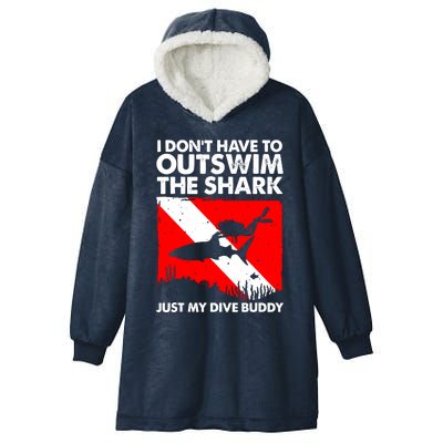 Funny Scuba Diving Design For Men Women Shark Diving Buddy Hooded Wearable Blanket