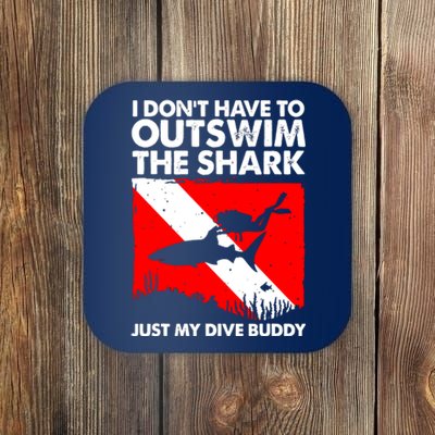 Funny Scuba Diving Design For Men Women Shark Diving Buddy Coaster