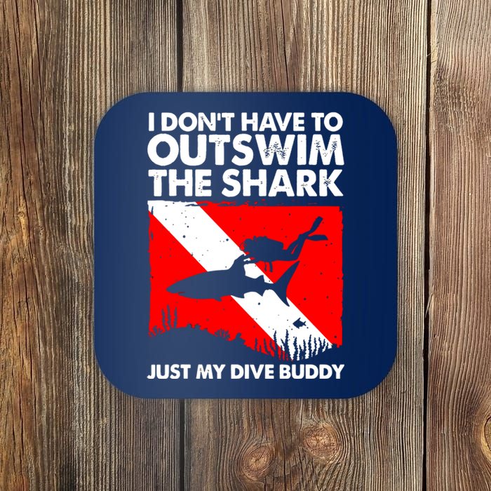 Funny Scuba Diving Design For Men Women Shark Diving Buddy Coaster