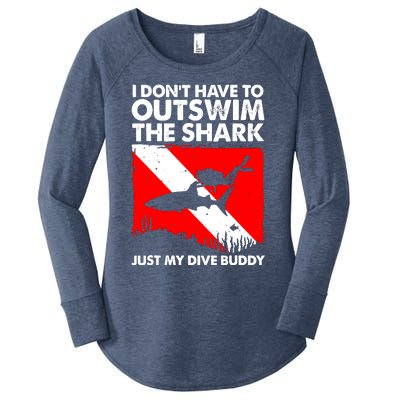 Funny Scuba Diving Design For Men Women Shark Diving Buddy Women's Perfect Tri Tunic Long Sleeve Shirt