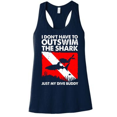 Funny Scuba Diving Design For Men Women Shark Diving Buddy Women's Racerback Tank