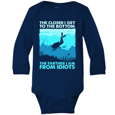 Funny Scuba Diving Flag Dive Quote Scuba Diver Gift Baby Long Sleeve Bodysuit