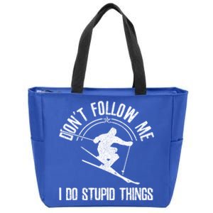 Funny Ski Don't Follow Me Skiing Freestyle Skier Gift Zip Tote Bag