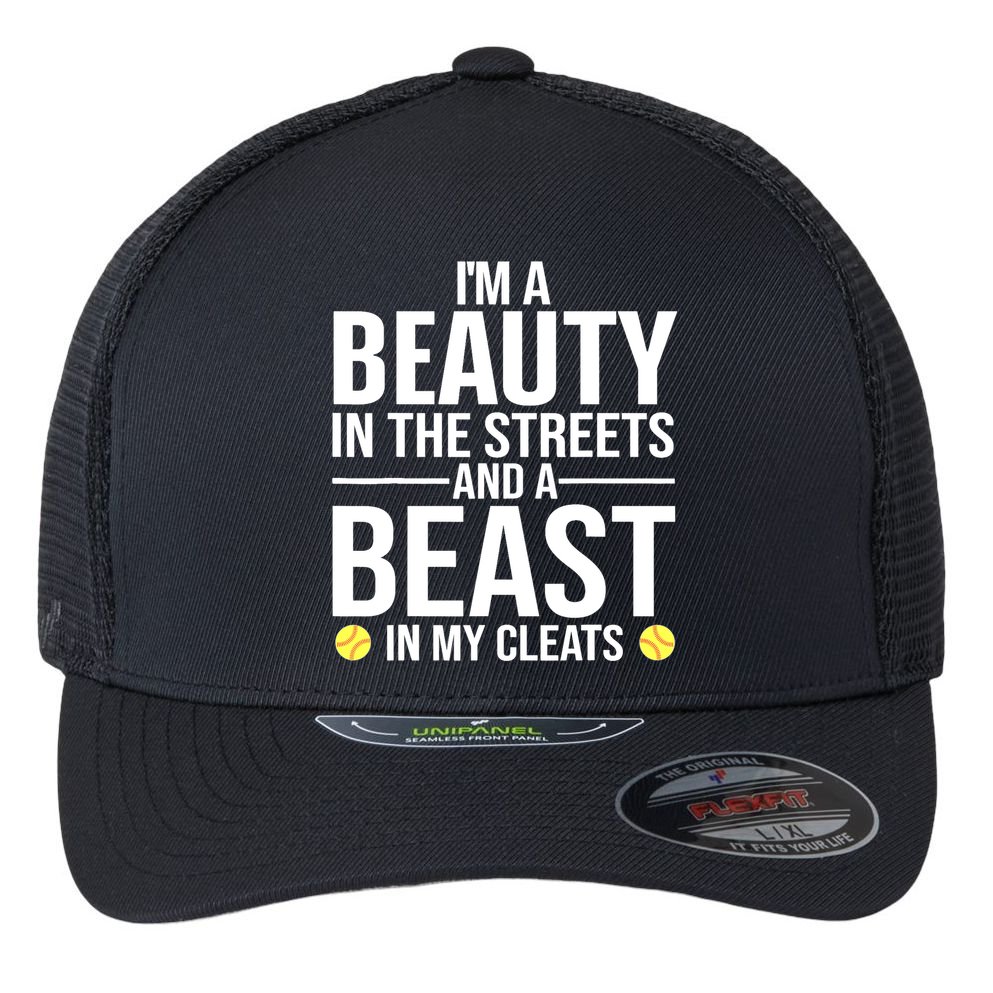 Funny Softball Design For Wo Girls Softball Team Player Flexfit Unipanel Trucker Cap