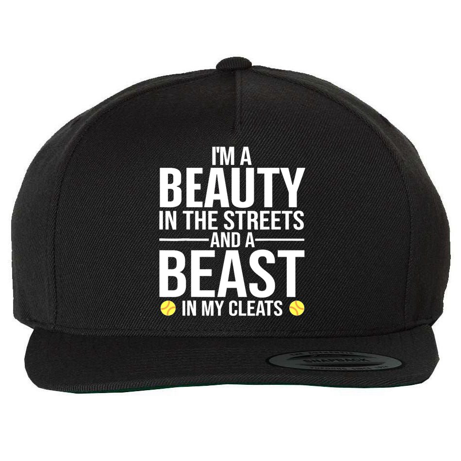 Funny Softball Design For Wo Girls Softball Team Player Wool Snapback Cap