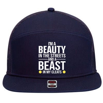 Funny Softball Design For Wo Girls Softball Team Player 7 Panel Mesh Trucker Snapback Hat