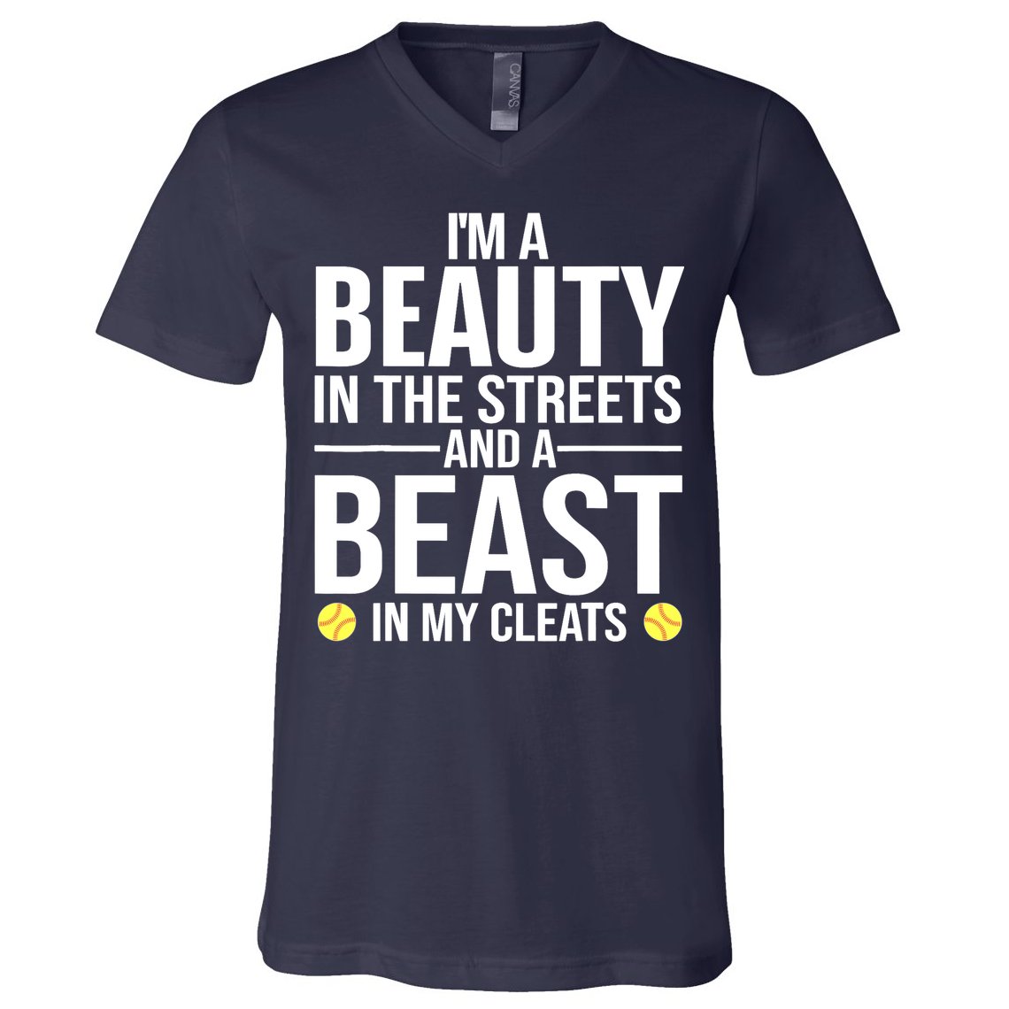 Funny Softball Design For Wo Girls Softball Team Player V-Neck T-Shirt