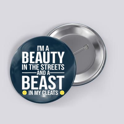 Funny Softball Design For Wo Girls Softball Team Player Button