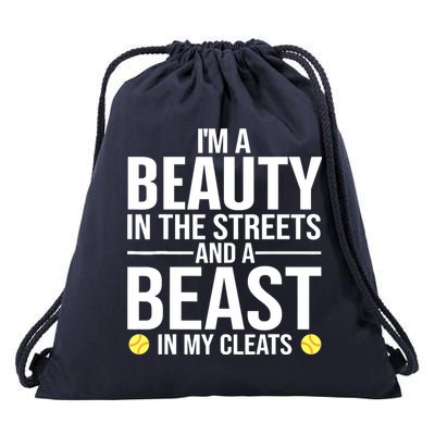 Funny Softball Design For Wo Girls Softball Team Player Drawstring Bag