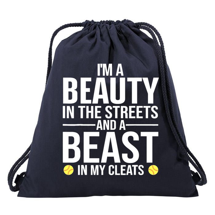Funny Softball Design For Wo Girls Softball Team Player Drawstring Bag
