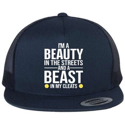 Funny Softball Design For Wo Girls Softball Team Player Flat Bill Trucker Hat