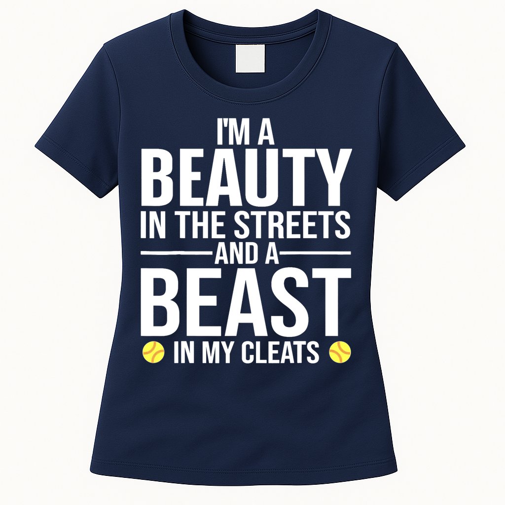 Funny Softball Design For Wo Girls Softball Team Player Womens T-Shirt
