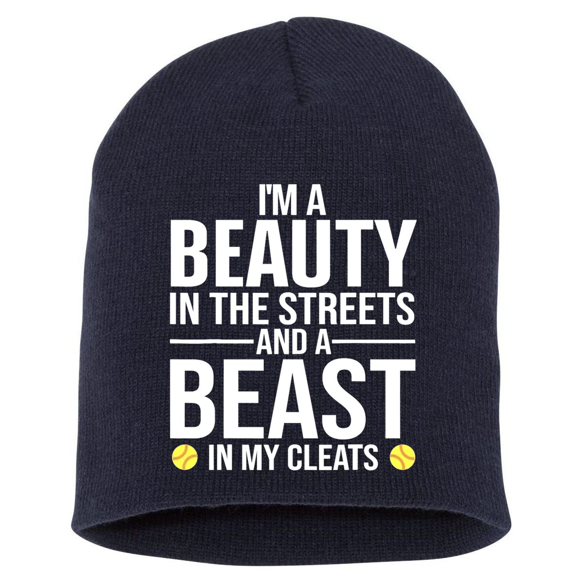 Funny Softball Design For Wo Girls Softball Team Player Short Acrylic Beanie