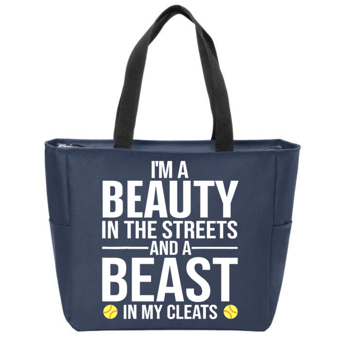Funny Softball Design For Wo Girls Softball Team Player Zip Tote Bag