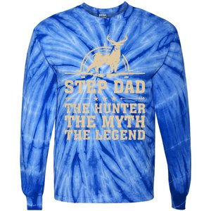 Funny Step Dad The Hunter The Myth The Legend Fathers Day Cute Gift Tie-Dye Long Sleeve Shirt