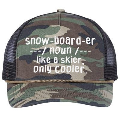 Funny Snowboarder Definition Snowboarding Lovers Gifts Retro Rope Trucker Hat Cap