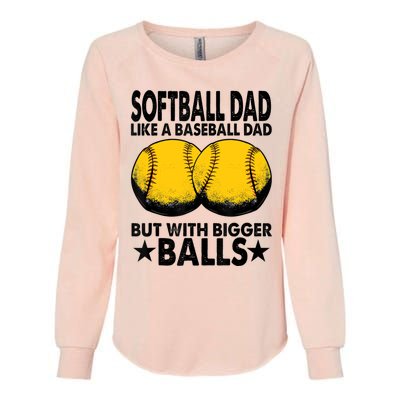 Funny Softball Dad Like A Baseball Dad But With Bigger Balls Gift Womens California Wash Sweatshirt