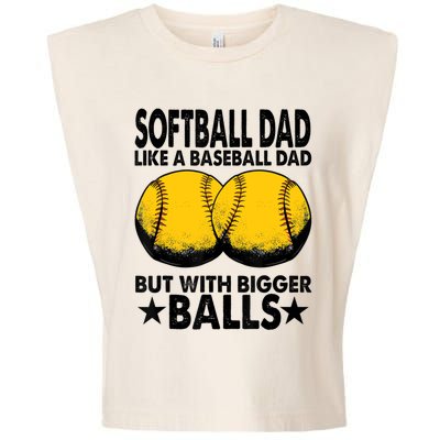 Funny Softball Dad Like A Baseball Dad But With Bigger Balls Gift Garment-Dyed Women's Muscle Tee