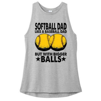 Funny Softball Dad Like A Baseball Dad But With Bigger Balls Gift Ladies PosiCharge Tri-Blend Wicking Tank