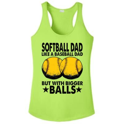 Funny Softball Dad Like A Baseball Dad But With Bigger Balls Gift Ladies PosiCharge Competitor Racerback Tank