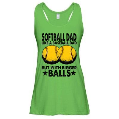 Funny Softball Dad Like A Baseball Dad But With Bigger Balls Gift Ladies Essential Flowy Tank