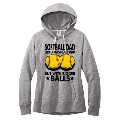 Funny Softball Dad Like A Baseball Dad But With Bigger Balls Gift Women's Fleece Hoodie