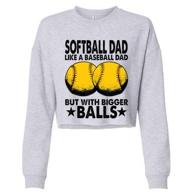 Funny Softball Dad Like A Baseball Dad But With Bigger Balls Gift Cropped Pullover Crew