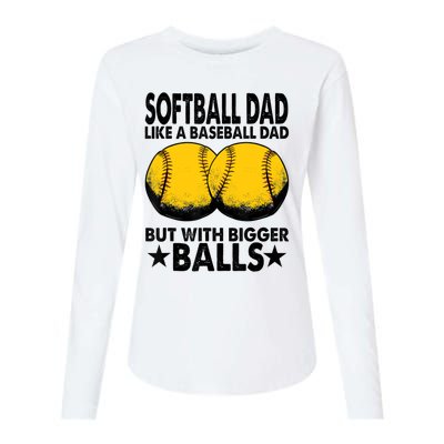 Funny Softball Dad Like A Baseball Dad But With Bigger Balls Gift Womens Cotton Relaxed Long Sleeve T-Shirt