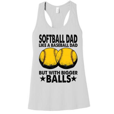 Funny Softball Dad Like A Baseball Dad But With Bigger Balls Gift Women's Racerback Tank