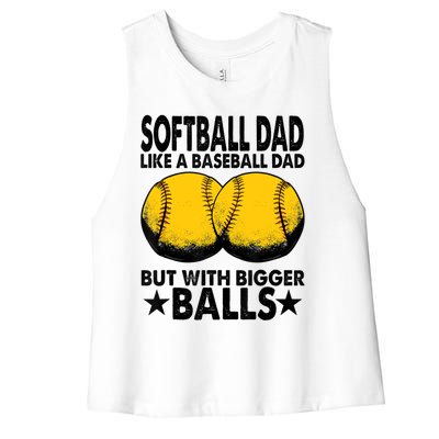 Funny Softball Dad Like A Baseball Dad But With Bigger Balls Gift Women's Racerback Cropped Tank